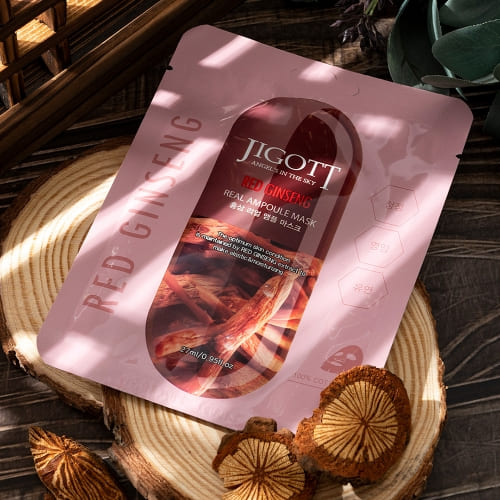 JIGOTT Red Ginseng Real Ampoule Mask,  Elasticity + Nourishment , Ginseng Extract — Wholesale K-Beauty
