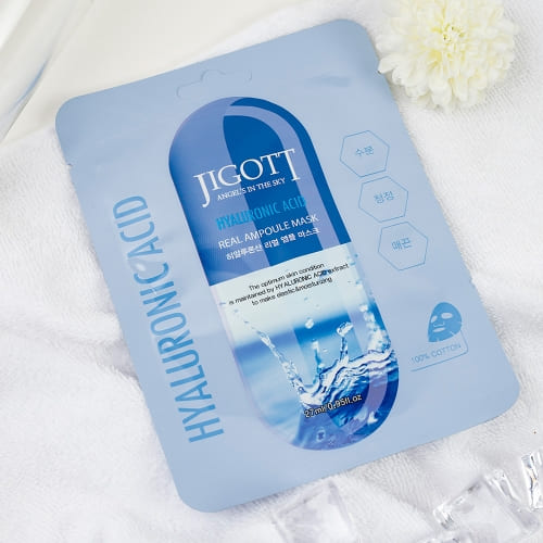 Jigott Hyaluronic Acid Real Ampoule Mask, Deep Hydration, Skin Elasticity — Wholesale K-Beauty