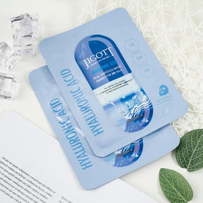 Jigott Hyaluronic Acid Real Ampoule Mask, Deep Hydration, Skin Elasticity — Wholesale K-Beauty