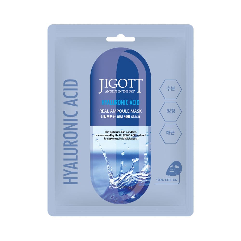 Jigott Hyaluronic Acid Real Ampoule Mask, Deep Hydration, Skin Elasticity — Wholesale K-Beauty
