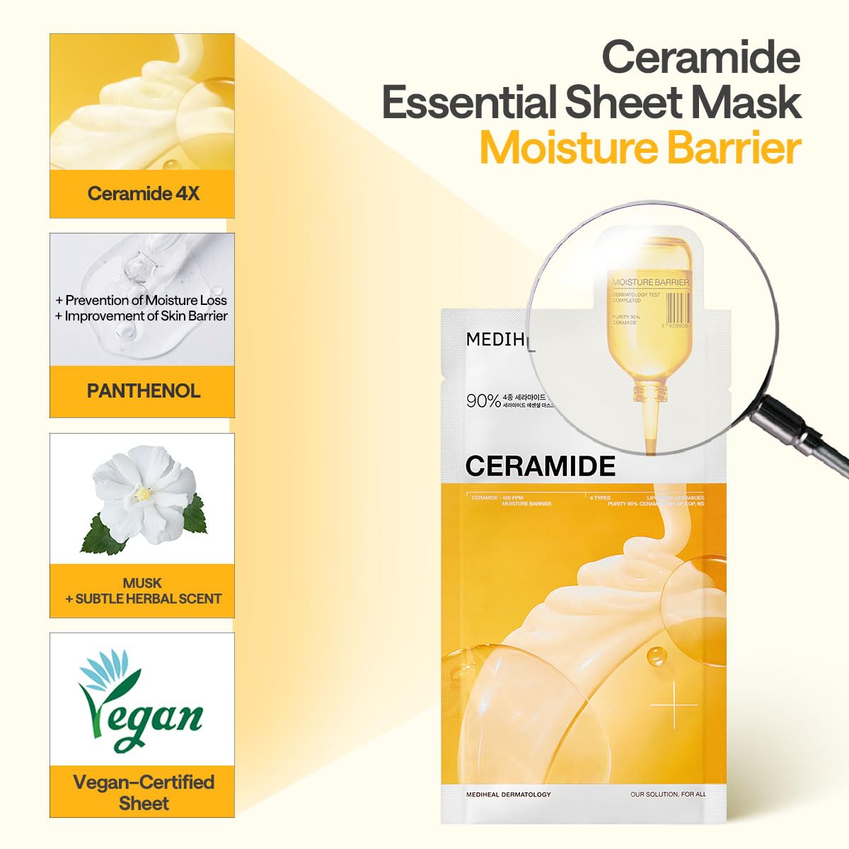 Mediheal Ceramide Essential Mask – 4X Ceramide + Moisture Barrier Repair – Wholesale K-Beauty