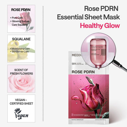 Mediheal Rose PDRN Essential Sheet Mask– 99% Pure White Rose PDRN & Hyaluronic Acid for hydrating – Wholesale K-Beauty (Pack of 10)