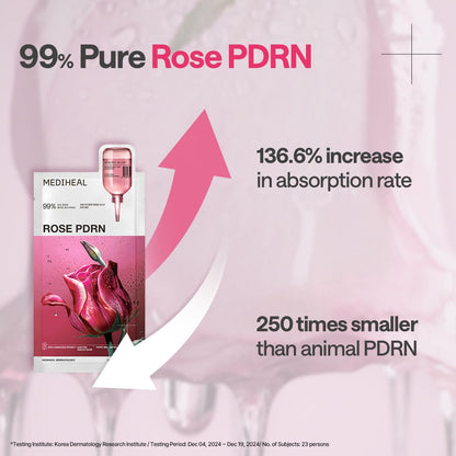 Mediheal Rose PDRN Essential Sheet Mask– 99% Pure White Rose PDRN & Hyaluronic Acid for hydrating – Wholesale K-Beauty (Pack of 10)