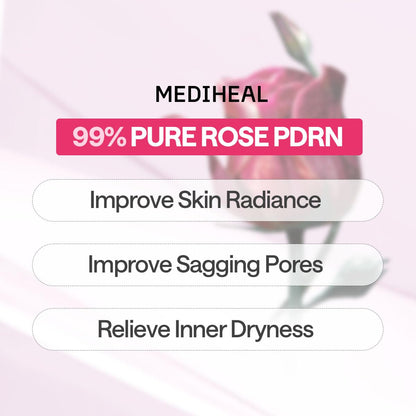 Mediheal Rose PDRN Essential Sheet Mask– 99% Pure White Rose PDRN & Hyaluronic Acid for hydrating – Wholesale K-Beauty (Pack of 10)