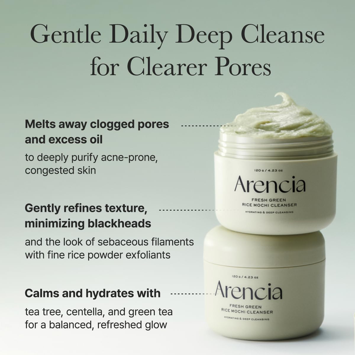 Arencia Fresh Green Rice Mochi Cleanser 4.23oz | Wholsale K-Beauty