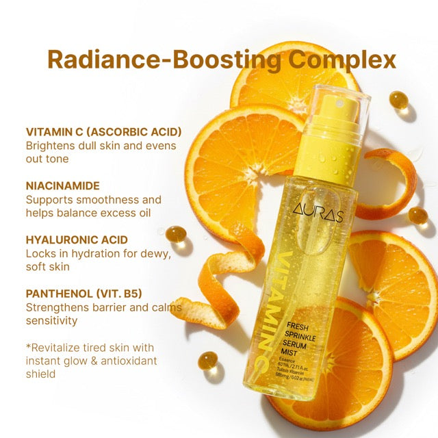 AURAS Fresh Sprinkle Serum Mist 60ml – Oxygen Bubble Glow Mist with Bakuchiol, Collagen, Vitamin C, Glutathione | Wholesale K-Beauty