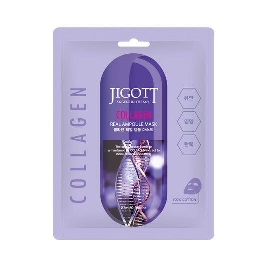 Main product shot of Jigott Collagen Real Ampoule Mask with collagen design