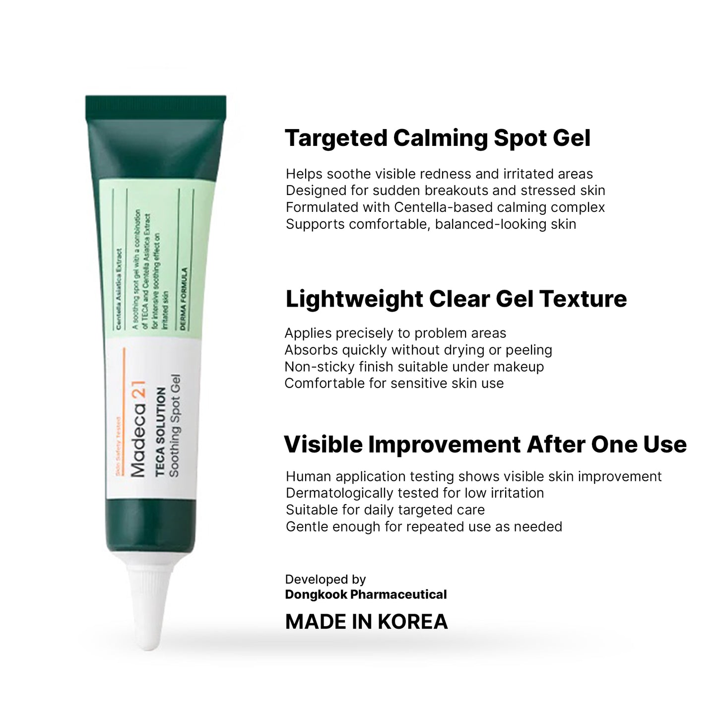 MADECA21 TECA Solution Soothing Spot Gel 15ml – Rapid Calming Spot Care with TECA & Centella | Wholesale K-Beauty